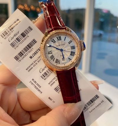 Cartier Crocodile Leather Strap 31MM Swiss Quartz Movement Women Watch